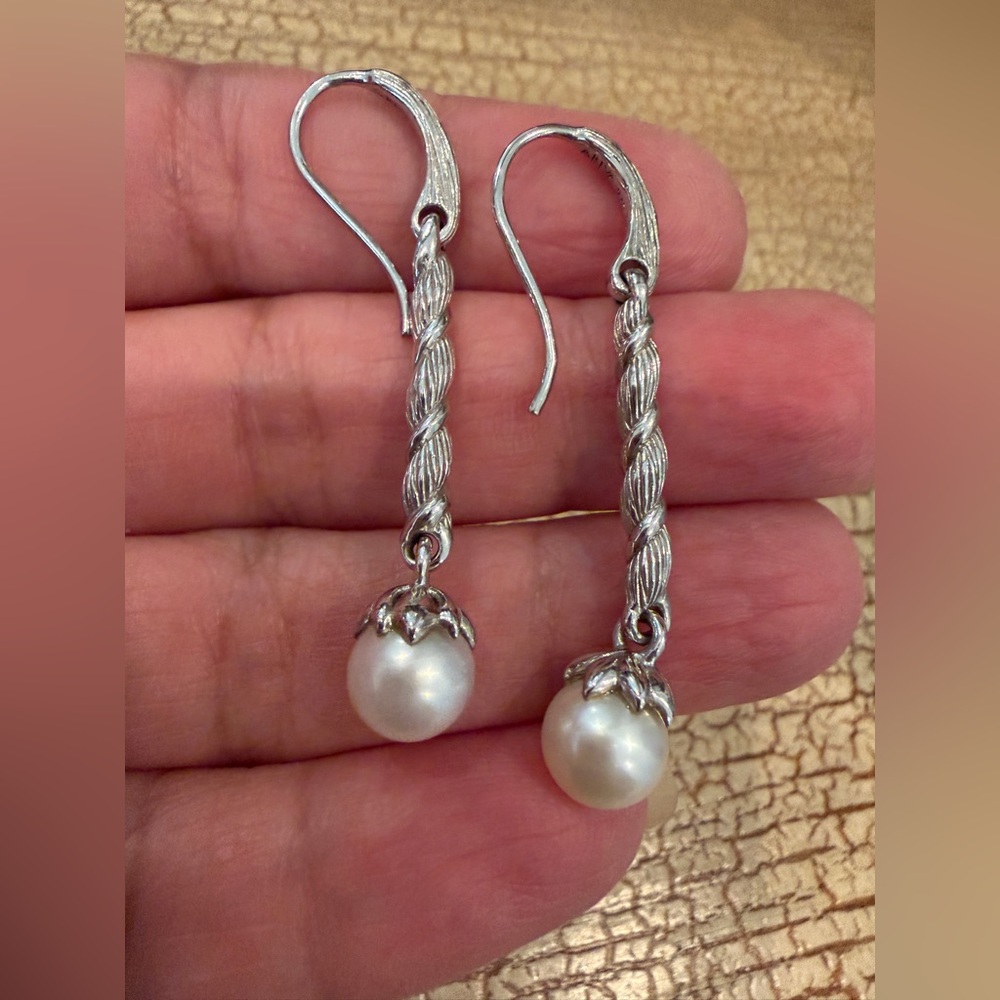 ariva fine jewelry sterling Silver cultured Pearl Drop Earrings